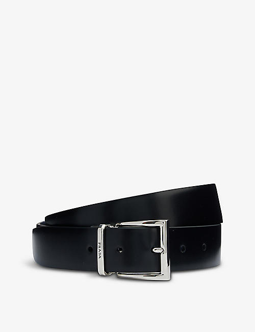 PRADA: Reversible brand-engraved saffiano leather belt