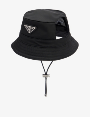 Prada Prada Nylon Logo Bucket Hat Nero