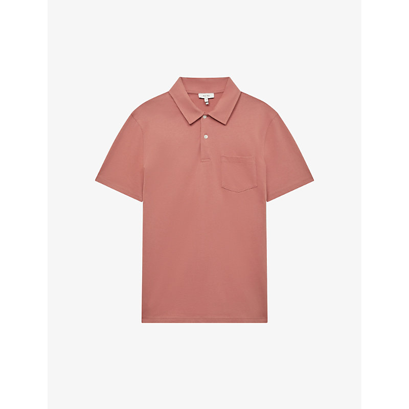 Reiss Mens Slate Rose Nammos Short-sleeved Cotton Polo Shirt