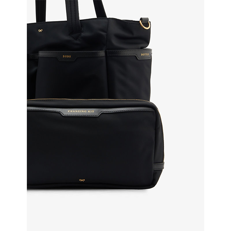 Shop Anya Hindmarch Recycled-nylon Baby Changing Tote Bag In Black