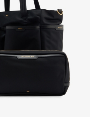ANYA HINDMARCH: Bow-Embellished Woven Baby Changing Tote Bag