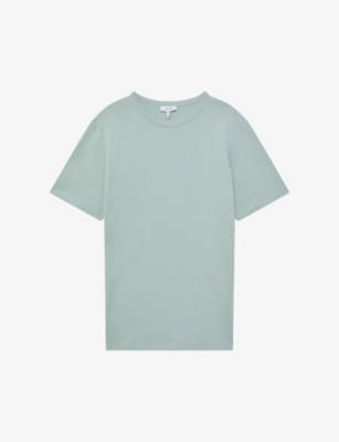 Reiss Mens Light Sage Melrose Regular-fit Cotton-jersey T-shirt