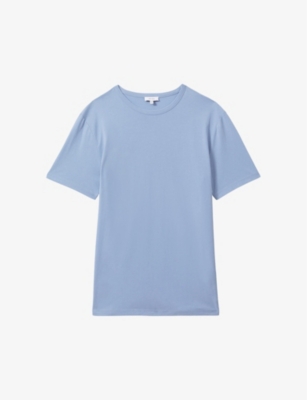 Reiss Reef Blue Cotton Crew Neck T-shirt In Reef Blue