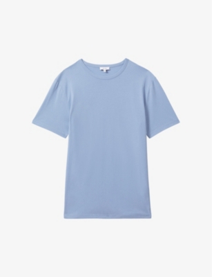 Shop Reiss Men's Reef Blue Melrose Regular-fit Cotton-jersey T-shirt