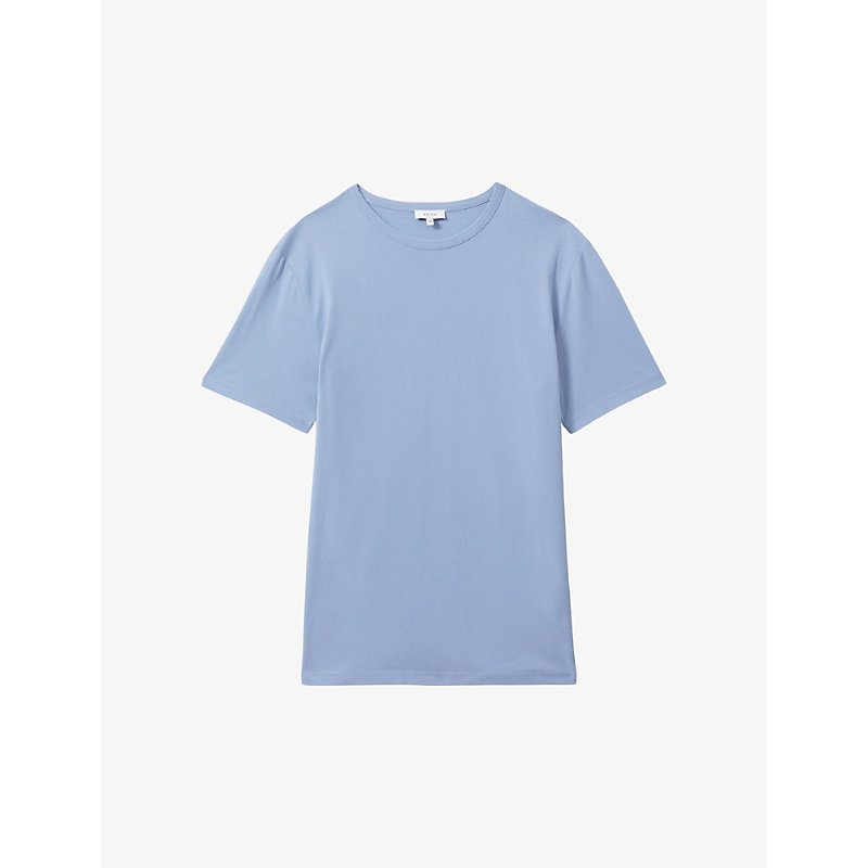 Shop Reiss Men's Reef Blue Melrose Regular-fit Cotton-jersey T-shirt