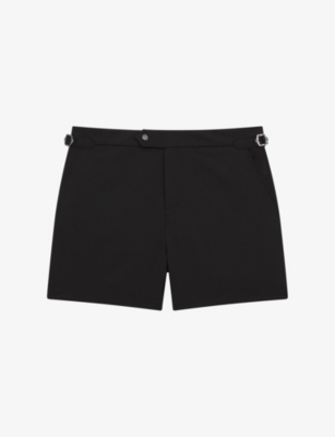 Reiss Mens Black Sun Regular-fit Side-adjuster Stretch-woven Shorts