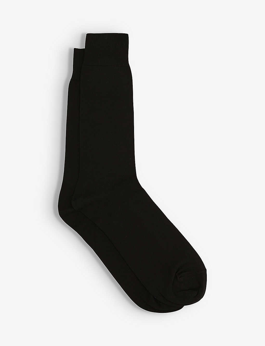 Reiss Mens Black Mari Stretch-cotton Socks