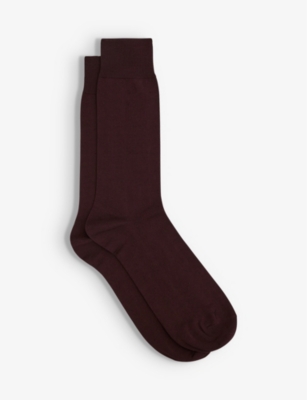 Reiss Mens Bordeaux Mari Stretch-cotton Socks