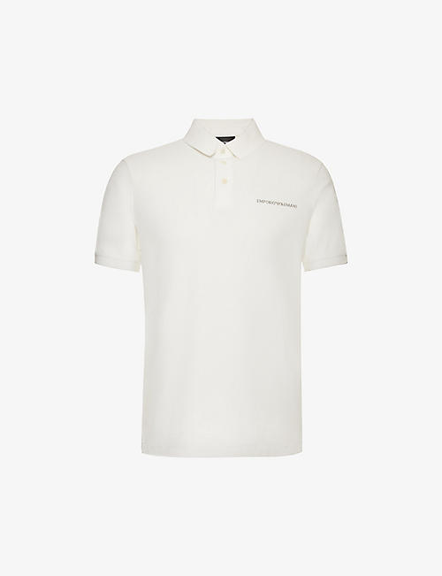 EMPORIO ARMANI: Brand-appliqué regular-fit cotton-piqué polo shirt