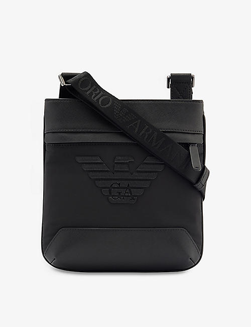 EMPORIO ARMANI: Logo-embellished faux-leather cross-body bag