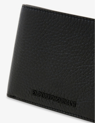 Emporio Armani Mens Nero Brand-appliqué Leather Bifold Wallet In Nero