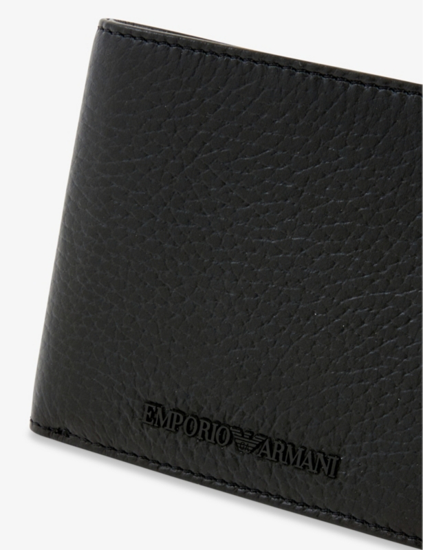 Brand-appliqué leather bifold wallet