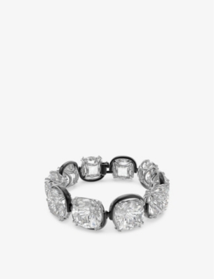 Swarovski Harmonia Cushion Cut Crystal Flex Bracelet In Two Tone In Crystal