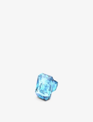 Swarovski Lucent Cocktail Ring Oversized Crystal Blue In Aquamarine
