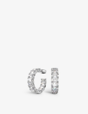 Swarovski Ladies Millenia Octagon Cut Hoop Earrings In White