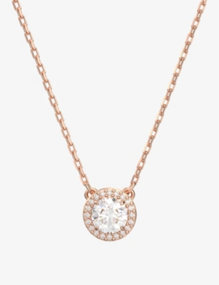 SWAROVSKI: Constella rose-gold toned brass and zirconia pendent necklace