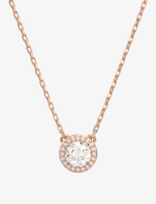 Shop Swarovski Womens Constella Rose-gold Toned Brass And Zirconia Pendent Necklace White