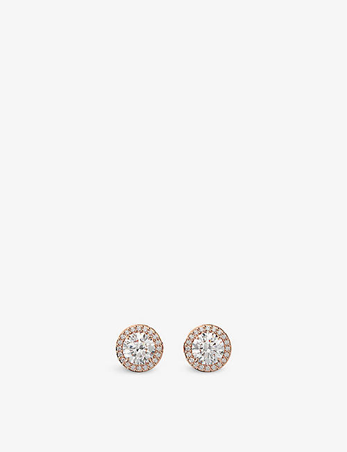 SWAROVSKI: Constella rose-gold toned brass and zirconia halo stud earrings