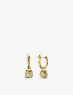 Shop Swarovski Womens Constella Brass And Zirconia Drop Earrings White