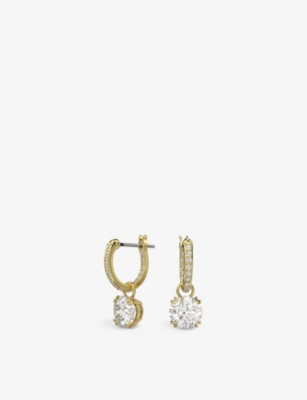 Shop Swarovski Womens Constella Brass And Zirconia Drop Earrings White