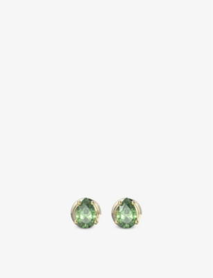 Swarovski Stilla Pear Cut Stud Earrings In Gold Tone In Fancy Green