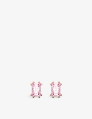 SWAROVSKI SWAROVSKI WOMEN'S FANCY PINK STILLA ROSE-GOLD TONED BRASS AND ZIRCONIA STUD EARRINGS,64193060