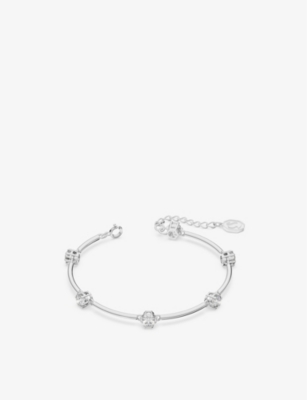 Swarovski Rose Gold-tone Crystal Station Bangle Bracelet In Crystal