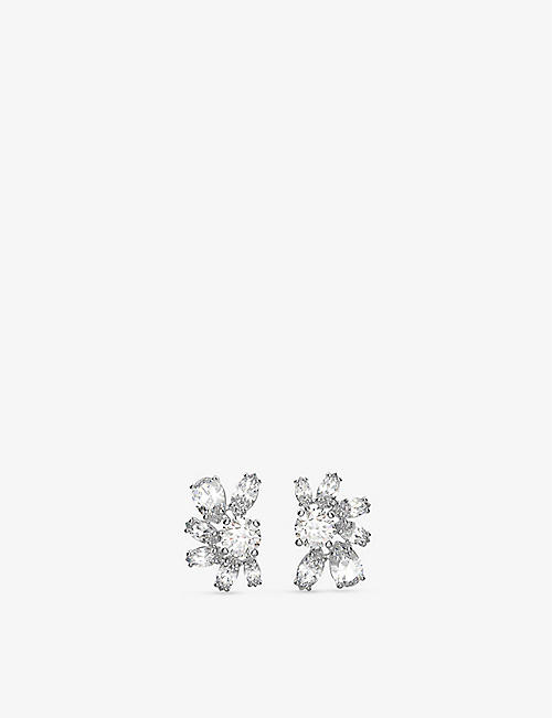 SWAROVSKI: Gema rhodium-plated metal and mixed-cut crystal earrings