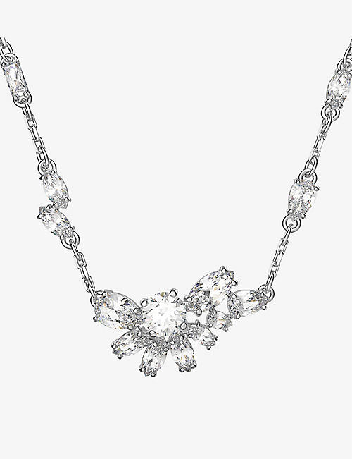 SWAROVSKI: Gema rhodium-plated metal and mixed-cut crystal necklace