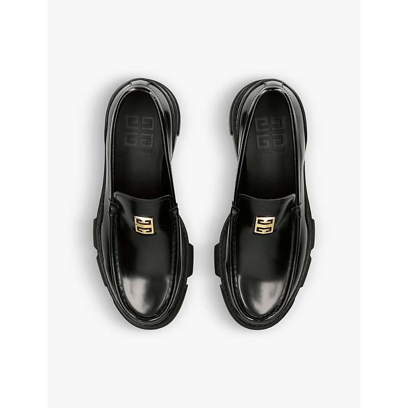 Shop Givenchy Terra Logo-plaque Leather Loafers In Black