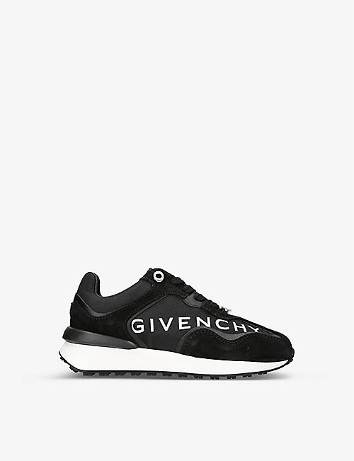 GIVENCHY: Logo-print leather and mesh trainers 6-9 years