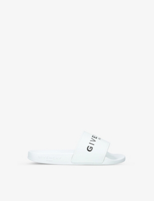 GIVENCHY: Logo-print rubber sliders 6-8 years