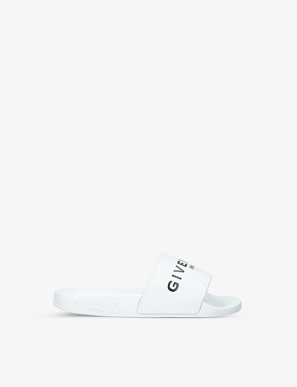 Givenchy Boys White Kids Logo-print Rubber Sliders 6-8 Years