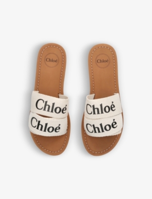 CHLOE: Logo-print double-strap woven sandals 6-9 years