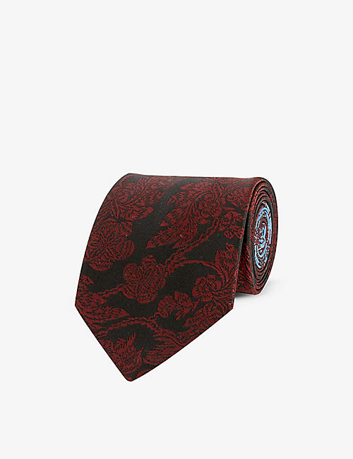 DRIES VAN NOTEN: Floral-pattern silk tie