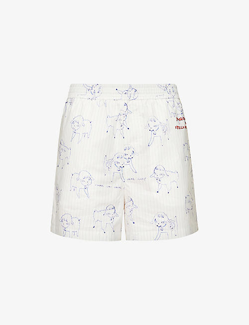 STELLA MCCARTNEY: Yoshitomo Nara x Stella McCartney graphic-print cotton-poplin shorts