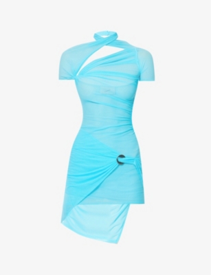 COPERNI COPERNI WOMEN'S AZUR RUCHED CUT-OUT STRETCH-MESH MINI DRESS,64213768