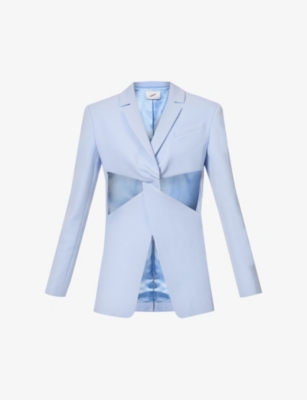 Coperni Womens Pale Lavender Cut-out Padded-shoulder Stretch-woven Blazer In Pale Lavender