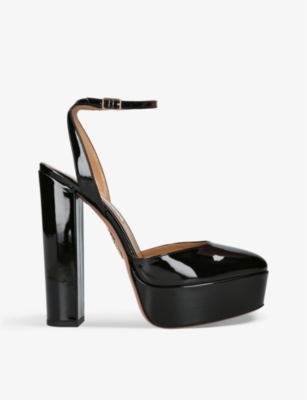 AQUAZZURA: So High Plateau 140 patent-leather platform sandals