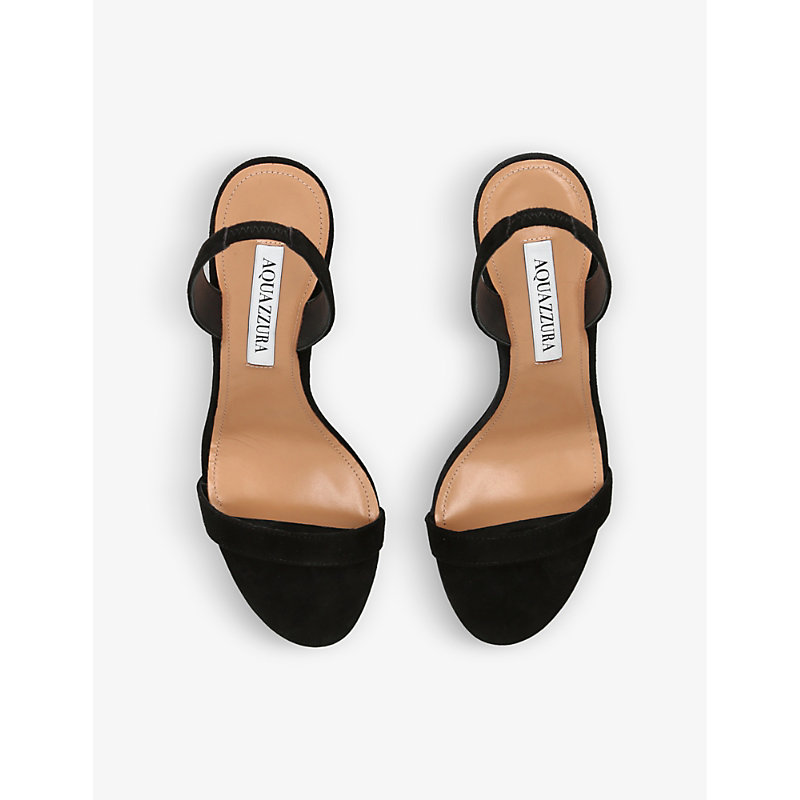 Shop Aquazzura Women's Black So Nude Block-heel Suede Sandals
