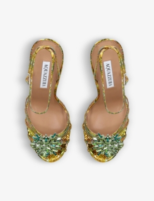 AQUAZZURA Stardust jewel-embellished leather heeled sandals