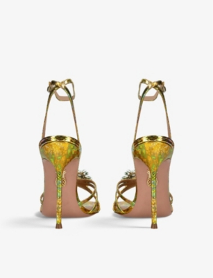 AQUAZZURA Stardust jewel-embellished leather heeled sandals