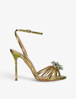 AQUAZZURA Stardust jewel-embellished leather heeled sandals