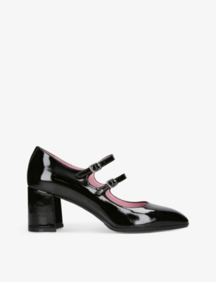 Shop Carel Women's Black Alice Double-strap Patent-leather Mary Jane Heels