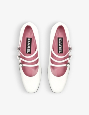 Shop Carel Women's White Kina Three-strap Patent-leather Mary Jane Heels