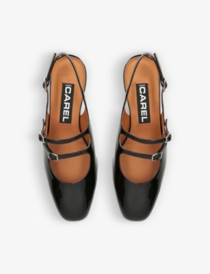 Shop Carel Women's Black Peche Double-strap Patent-leather Mary Janes