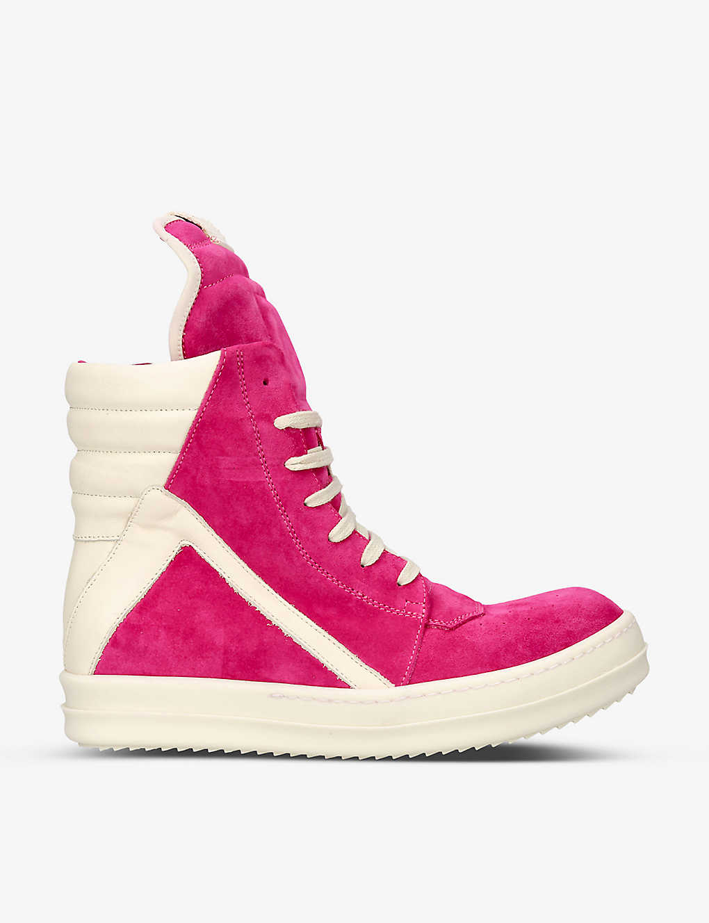 Rick Owens Womens Fuchsia Geobasked Panelled Suede High-top Trainers
