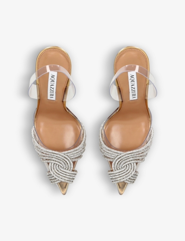 Gatsby 105 crystal-embellished leather and PVC slingback courts
