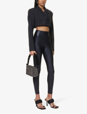 Shop Commando Women's Oxide Slim-fit High-rise Faux-leather Leggings In Black