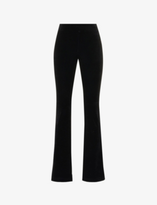 Commando Womens Black Flared-leg Mid-rise Velvet Trousers